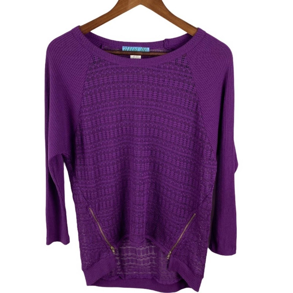 Aina Be Purple Sweater with Zipper Accents Size M